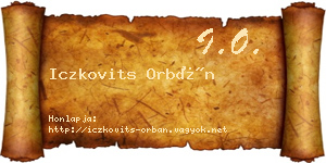 Iczkovits Orbán névjegykártya